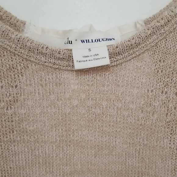 Clu + Willoughby Oatmeal Faux Layered Boho Blouse Size S - Picture 6 of 9